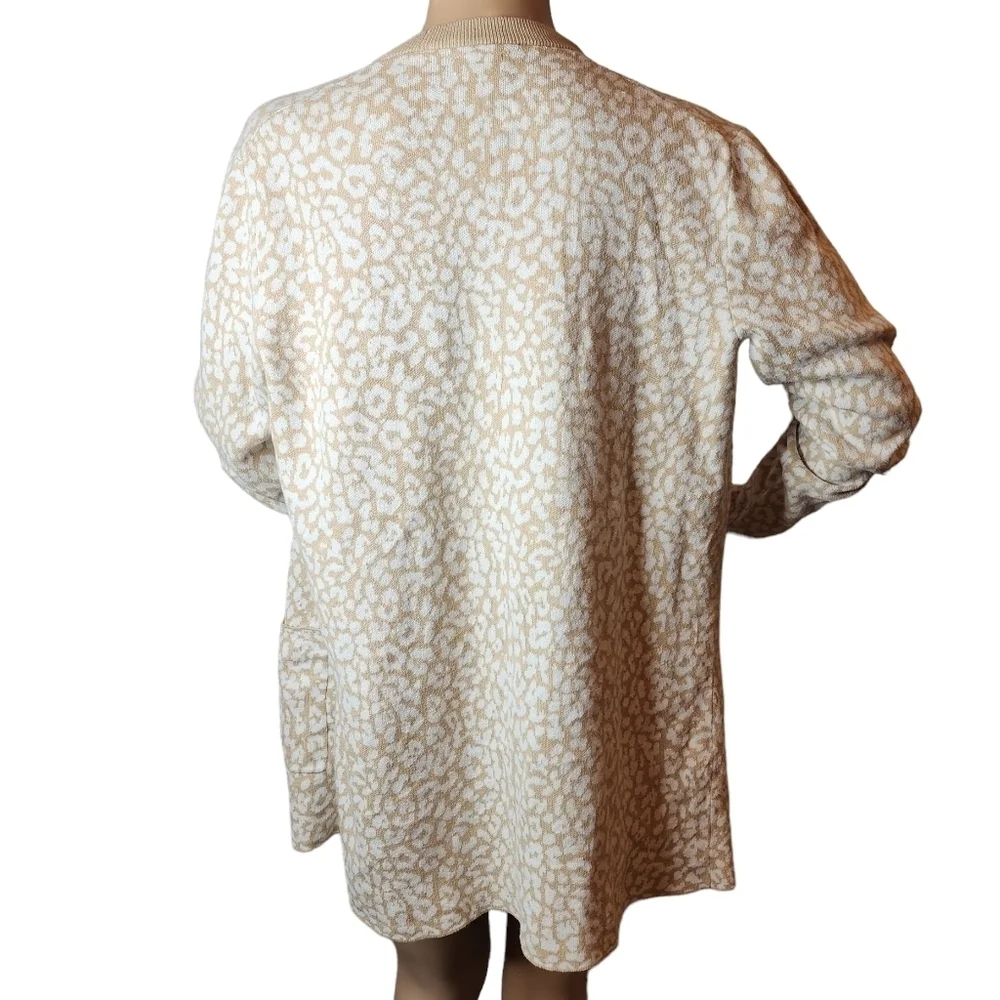 J. CREW Leopard‎ open cardigan sweater. Tan,  cream.  Size small.